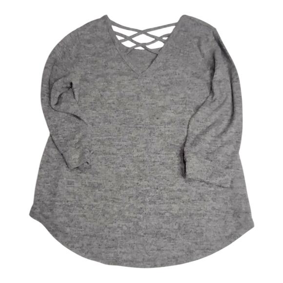 Women’s Size S 3/4 Cuff Sleeve With Hollow Criss Cross Back MicroFleece Gray - Picture 6 of 7